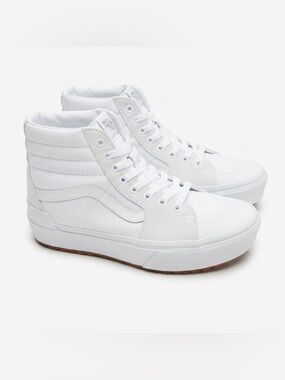 Vans Off The Wall White High-Top Platform Sneakers  Unisex Size 6.5 Women 5 Men